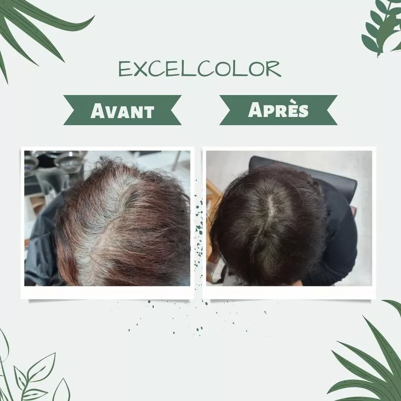 Comparaison de la couleur des cheveux avant et après la coloration végétale végane et bio